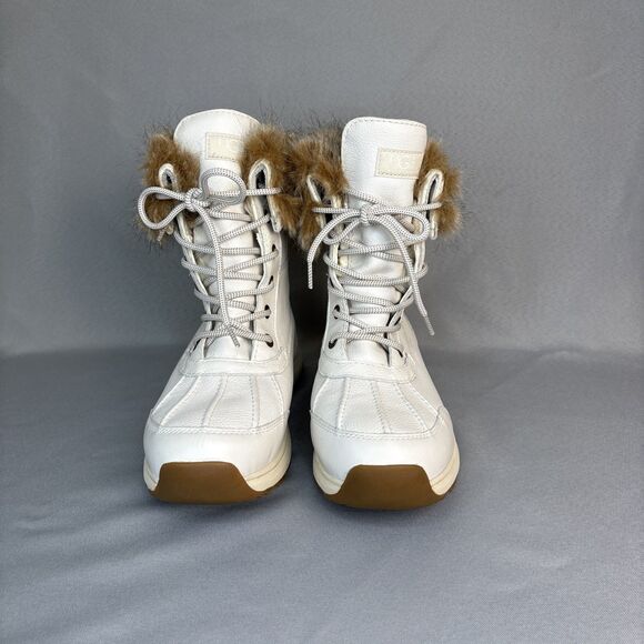New Womens UGG Snow Boot Adirondack III White Leather Laced Up Fur Cuff $250 10 - Picture 10 of 16